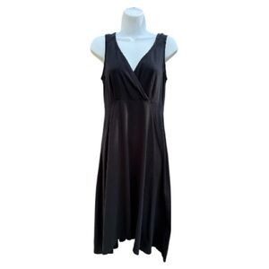 Eileen Fisher Women's Black V-Neck Jersey Tank Dress Organic Cotton Size XS